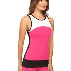 Pink and white workout top from Kate Spade